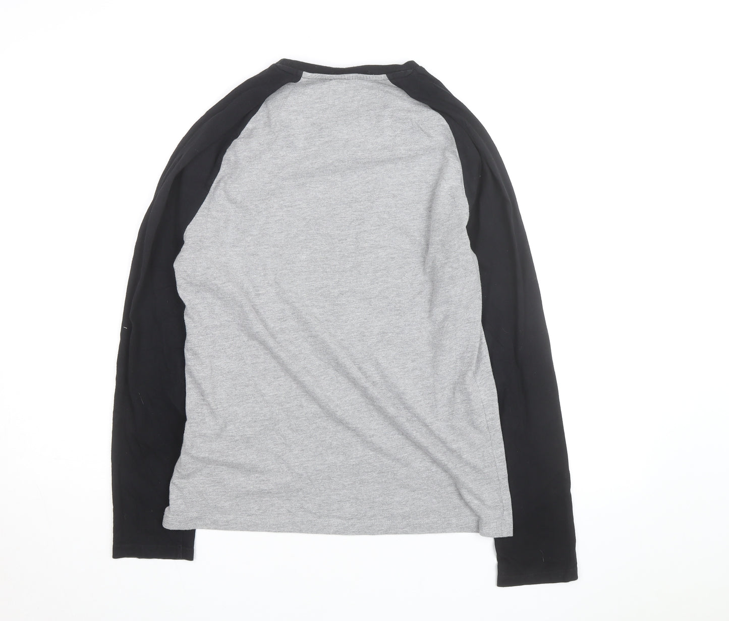 Jack Wills Men's Grey Colourblock Long Sleeve Cotton Top Size S