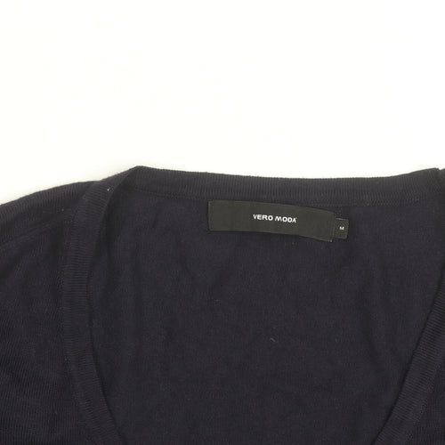 Vero Moda Women's Blue V-Neck Long Sleeve Cardigan M