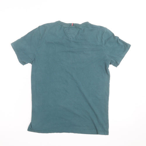 Tommy Hilfiger Teens Green Cotton Logo T-Shirt Size 14