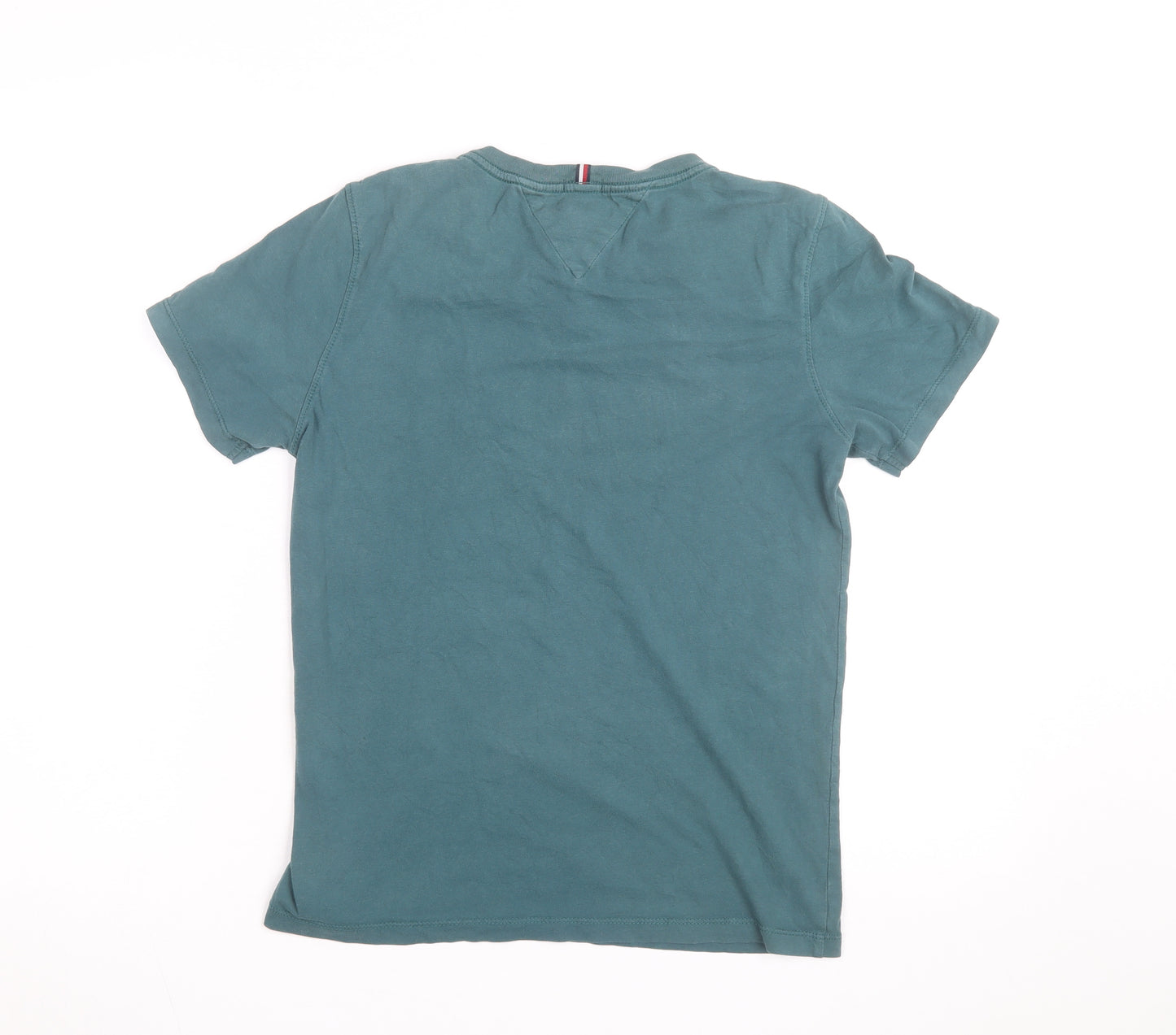 Tommy Hilfiger Teens Green Cotton Logo T-Shirt Size 14