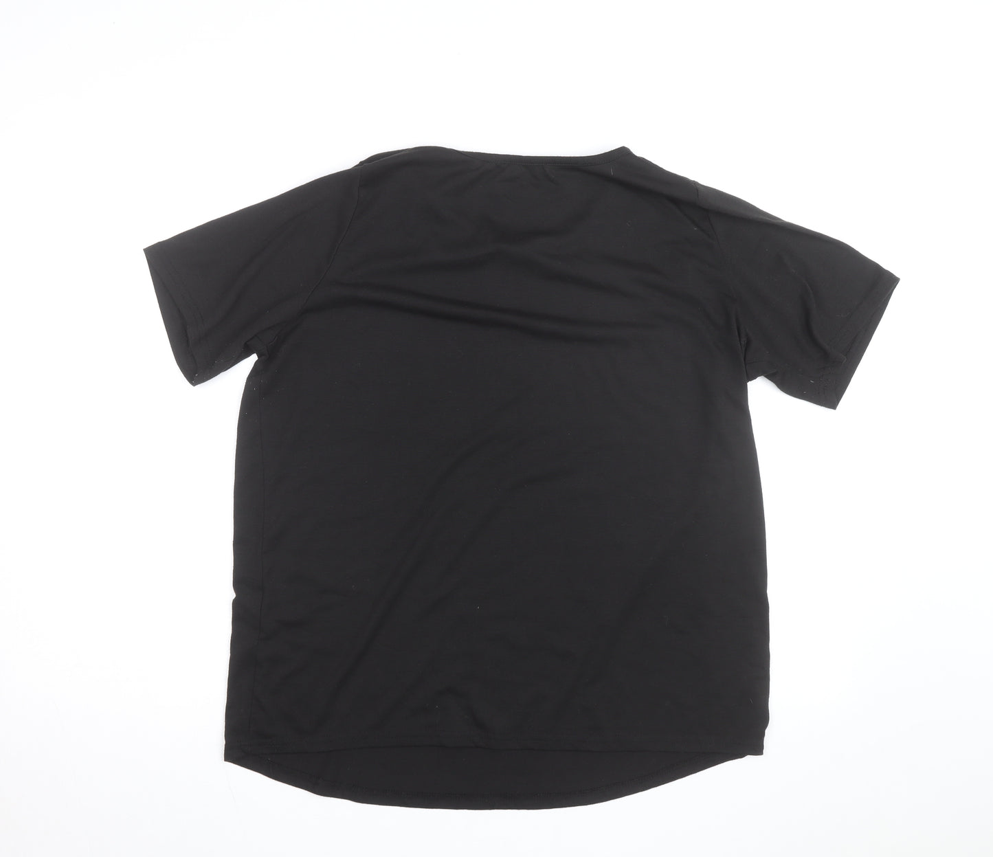 Boohoo Women Black Heart Print Jersey T-Shirt Size 16 Short Sleeve