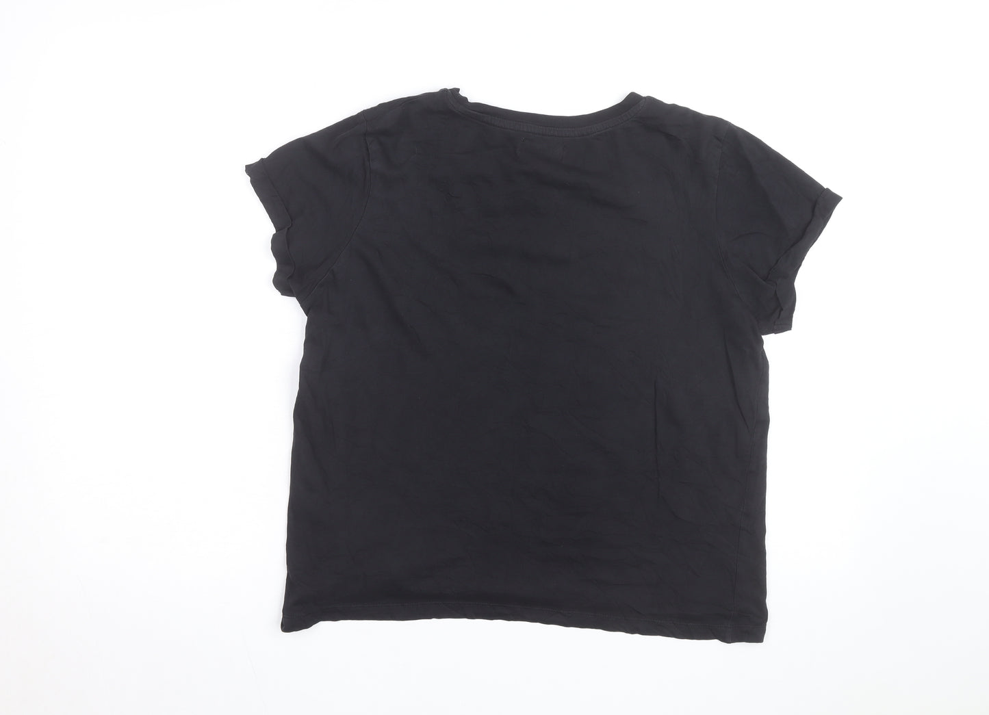 Brave Soul Men's Black Crew Neck Short Sleeve Cotton T-Shirt M
