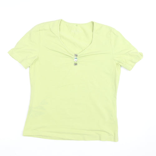 Gerry Weber Women’s Green V-Neck Stretch Cotton T-Shirt Size 18