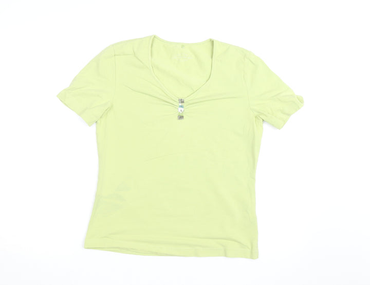 Gerry Weber Women’s Green V-Neck Stretch Cotton T-Shirt Size 18
