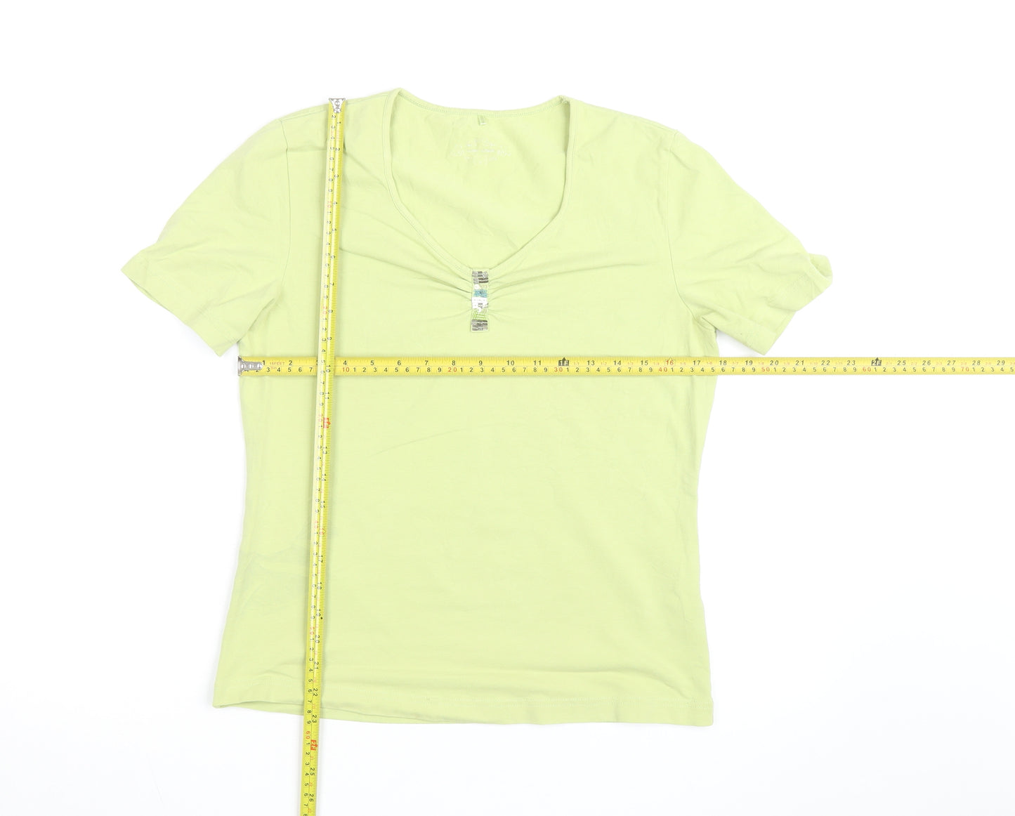 Gerry Weber Women’s Green V-Neck Stretch Cotton T-Shirt Size 18