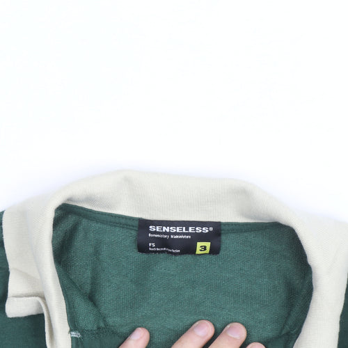 Senseless Mens Green Long Sleeve 1/2 Zip Collared Casual Top Size M