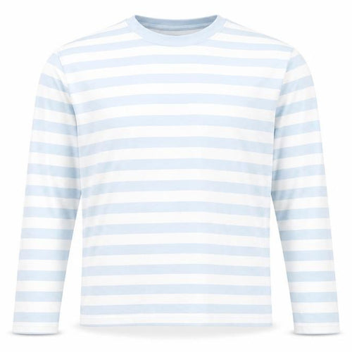 Monki Women Blue White Striped Long Sleeve Cotton Top Size S