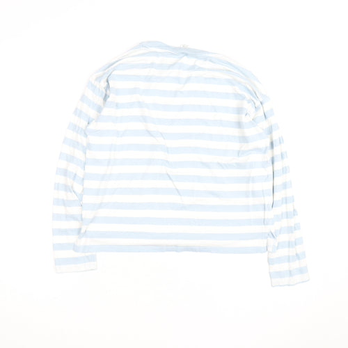 Monki Women Blue White Striped Long Sleeve Cotton Top Size S