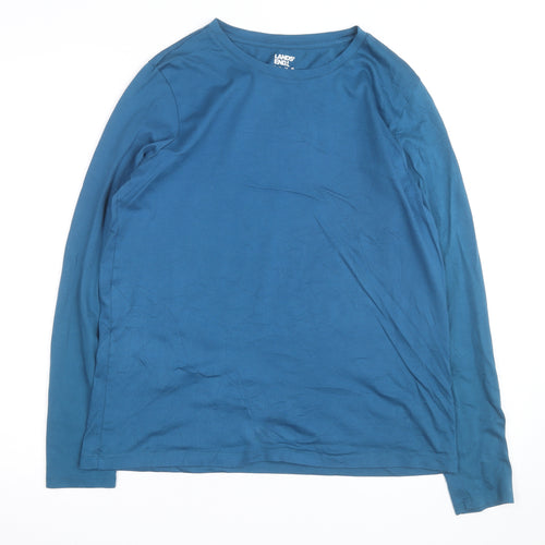 Lands' End Men's Blue Long Sleeve Cotton Crew Neck Top M
