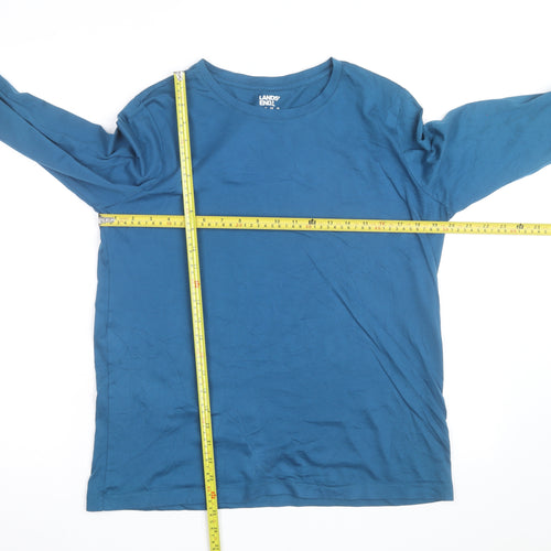 Lands' End Men's Blue Long Sleeve Cotton Crew Neck Top M