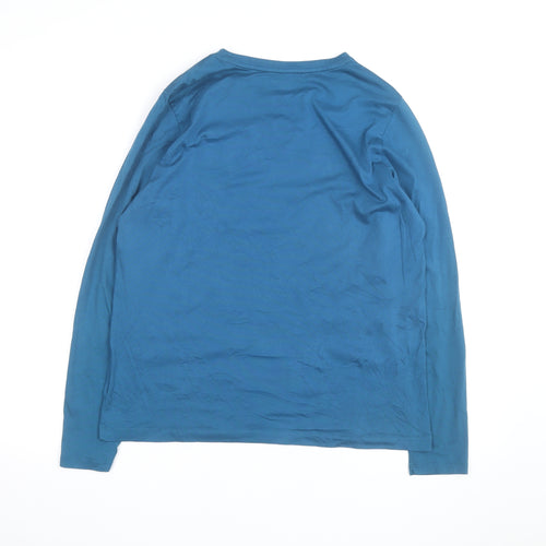 Lands' End Men's Blue Long Sleeve Cotton Crew Neck Top M