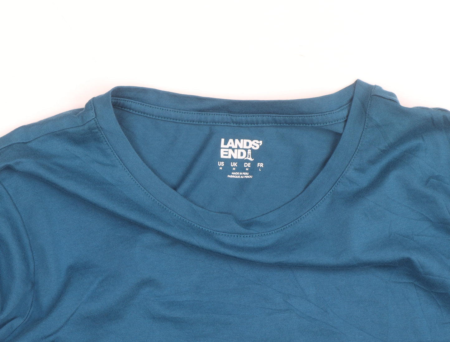 Lands' End Men's Blue Long Sleeve Cotton Crew Neck Top M