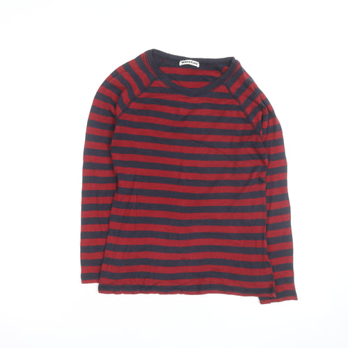 Whistles Women's Red Navy Striped Long Sleeve Cotton T-Shirt Size 8
