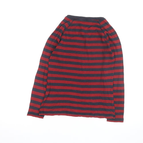 Whistles Women's Red Navy Striped Long Sleeve Cotton T-Shirt Size 8