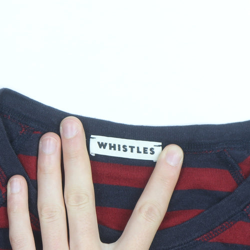 Whistles Women's Red Navy Striped Long Sleeve Cotton T-Shirt Size 8