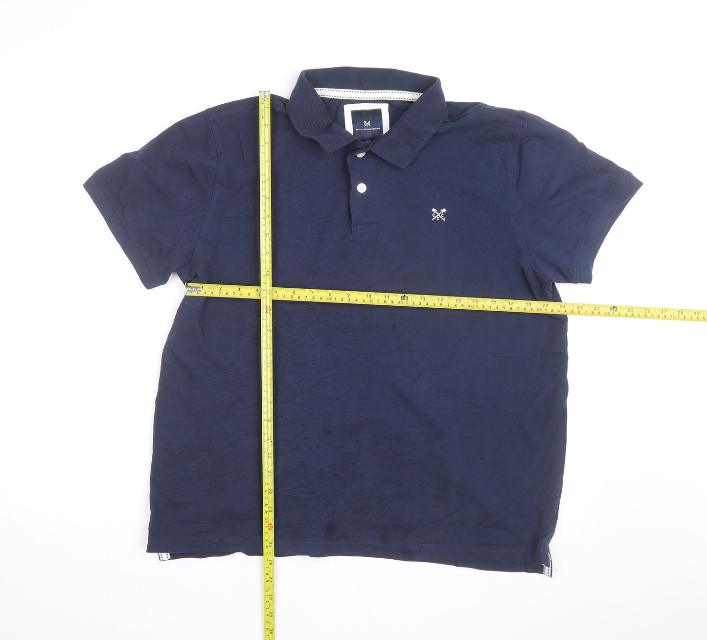 Crew Clothing Company Men's Blue XL Cotton Short Sleeve Polo Shirt