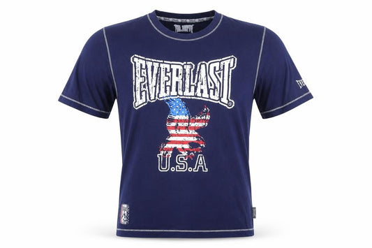 Front view of Everlast Men's Blue USA Graphic Short Sleeve Cotton T-Shirt, size M