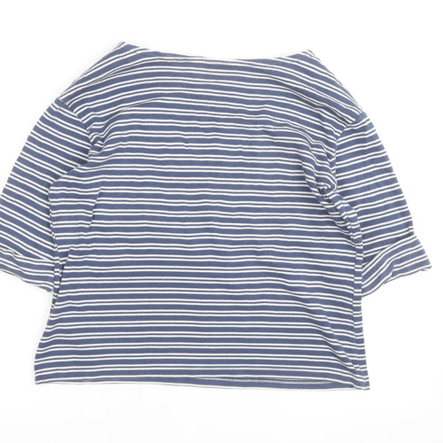 Seasalt Cornwall Women's Blue Striped Organic Cotton 3/4 Sleeve T-Shirt Size 14
