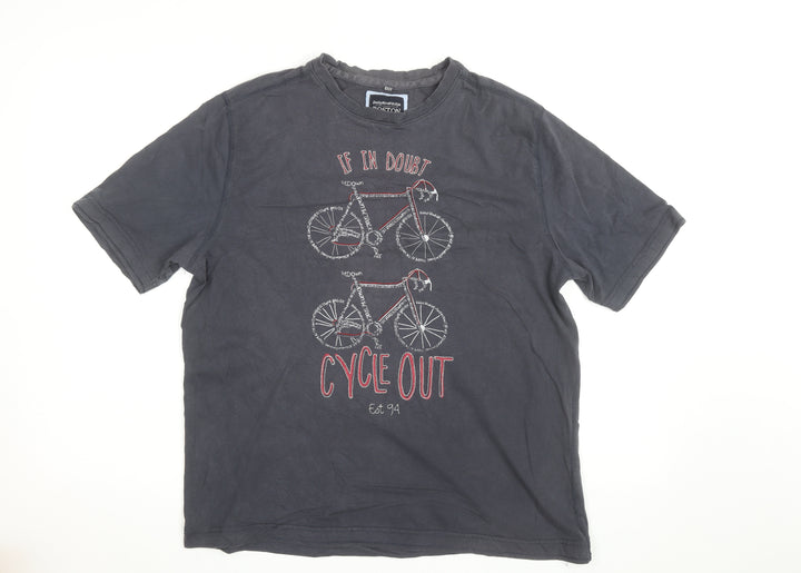 Boston Crew Men's Grey Cotton Cycling Graphic T-Shirt Size L