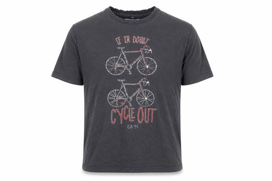 Front view of Boston Crew Men's Grey Cotton Cycling Graphic T-Shirt, size L
