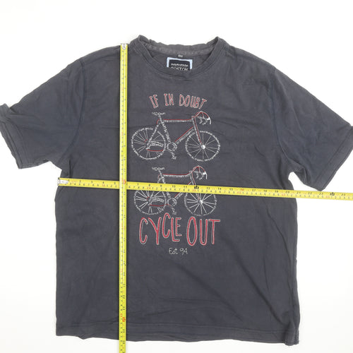 Boston Crew Men's Grey Cotton Cycling Graphic T-Shirt Size L
