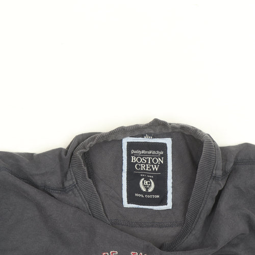 Boston Crew Men's Grey Cotton Cycling Graphic T-Shirt Size L