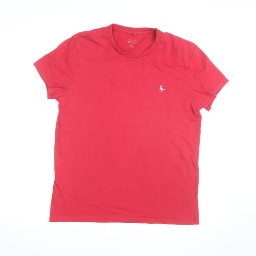 Jack Wills Men's Red Crew Neck Cotton T-Shirt Size M