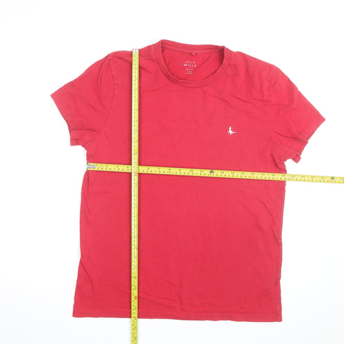 Jack Wills Men's Red Crew Neck Cotton T-Shirt Size M
