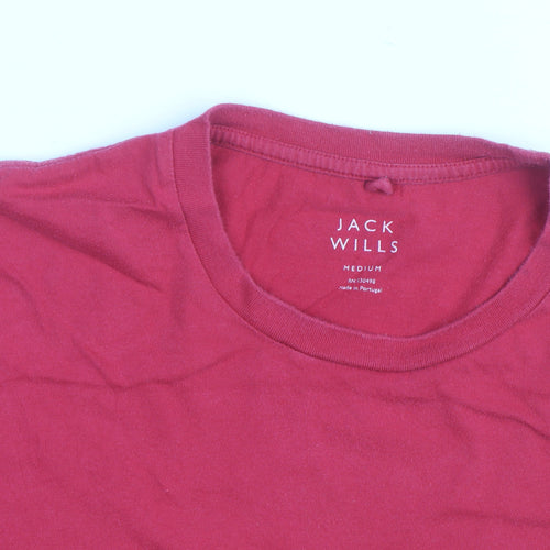 Jack Wills Men's Red Crew Neck Cotton T-Shirt Size M