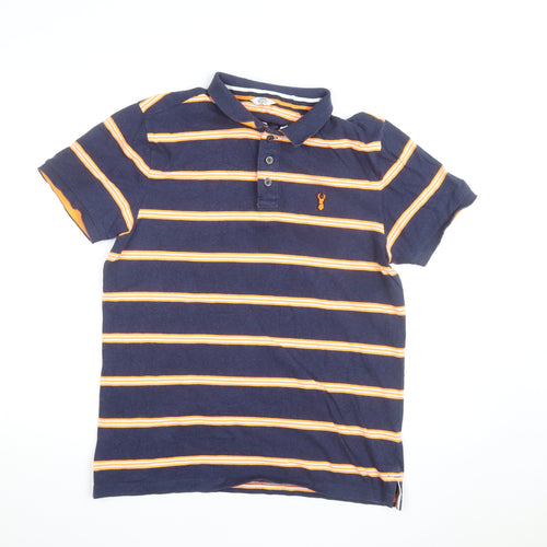 Next Men’s Blue Striped Regular Fit Cotton Polo Shirt M