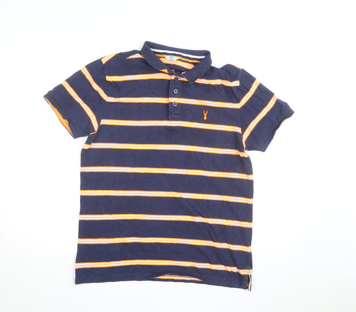 Next Men’s Blue Striped Regular Fit Cotton Polo Shirt M