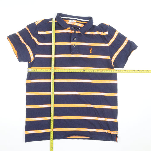 Next Men’s Blue Striped Regular Fit Cotton Polo Shirt M