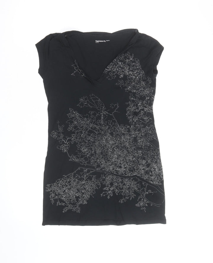 Gap Maternity Women’s Black XS V-Neck Floral Print T-Shirt