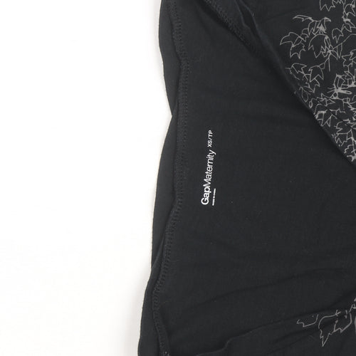Gap Maternity Women’s Black XS V-Neck Floral Print T-Shirt