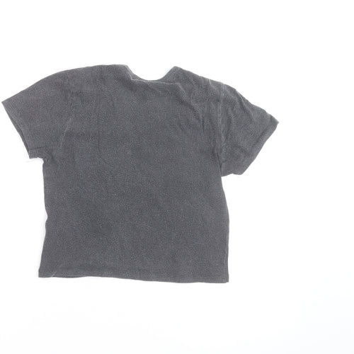Topshop Women's Grey Cropped Bowie Graphic T-Shirt Size M