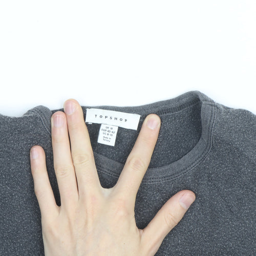 Topshop Women's Grey Cropped Bowie Graphic T-Shirt Size M
