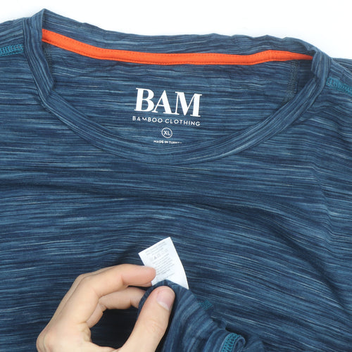 BAM Men's Blue XL Short Sleeve Bamboo Athletic T-Shirt