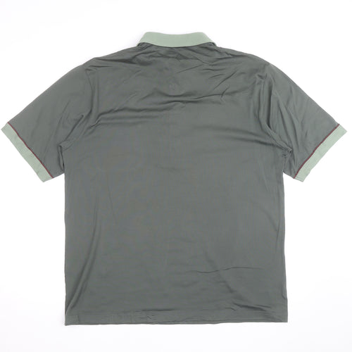 Gabicci Men's Green XL Polo Shirt Retro Contrast Collar Cotton Blend