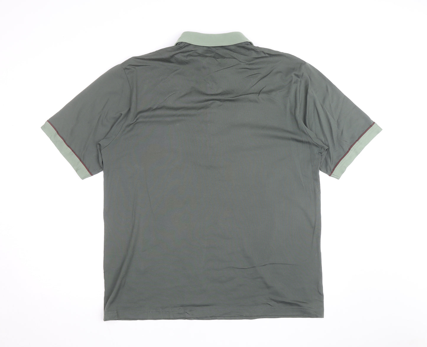 Gabicci Men's Green XL Polo Shirt Retro Contrast Collar Cotton Blend