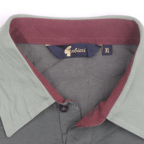 Gabicci Men's Green XL Polo Shirt Retro Contrast Collar Cotton Blend