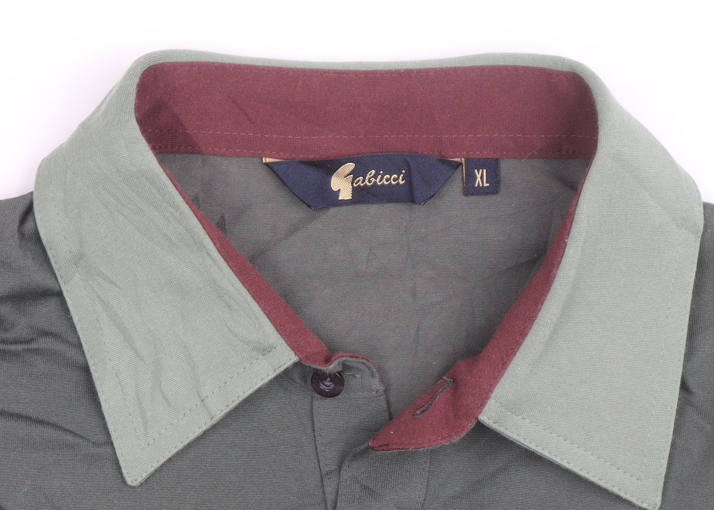 Gabicci Men's Green XL Polo Shirt Retro Contrast Collar Cotton Blend