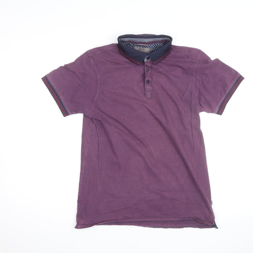 Jeff Banks Men's Purple Striped Cotton Polo Shirt Size S
