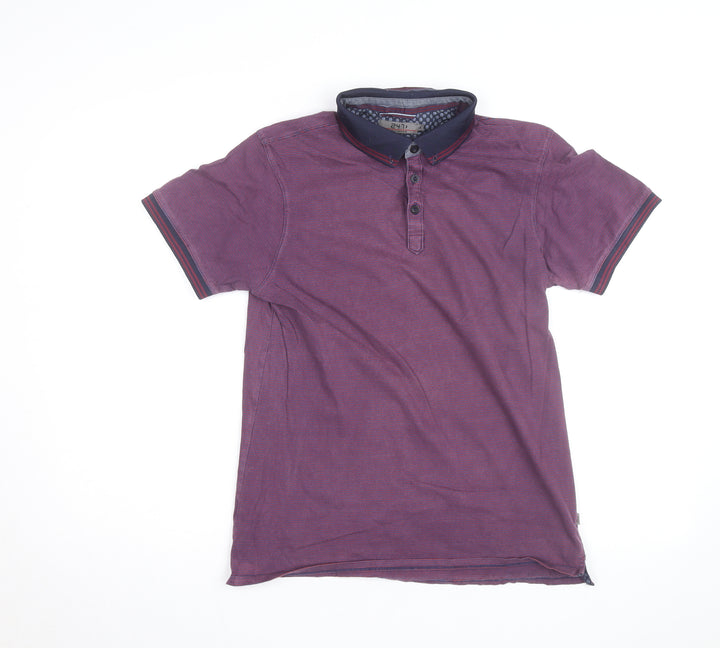 Jeff Banks Men's Purple Striped Cotton Polo Shirt Size S