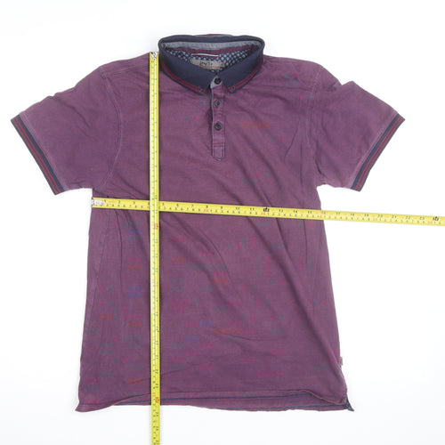Jeff Banks Men's Purple Striped Cotton Polo Shirt Size S