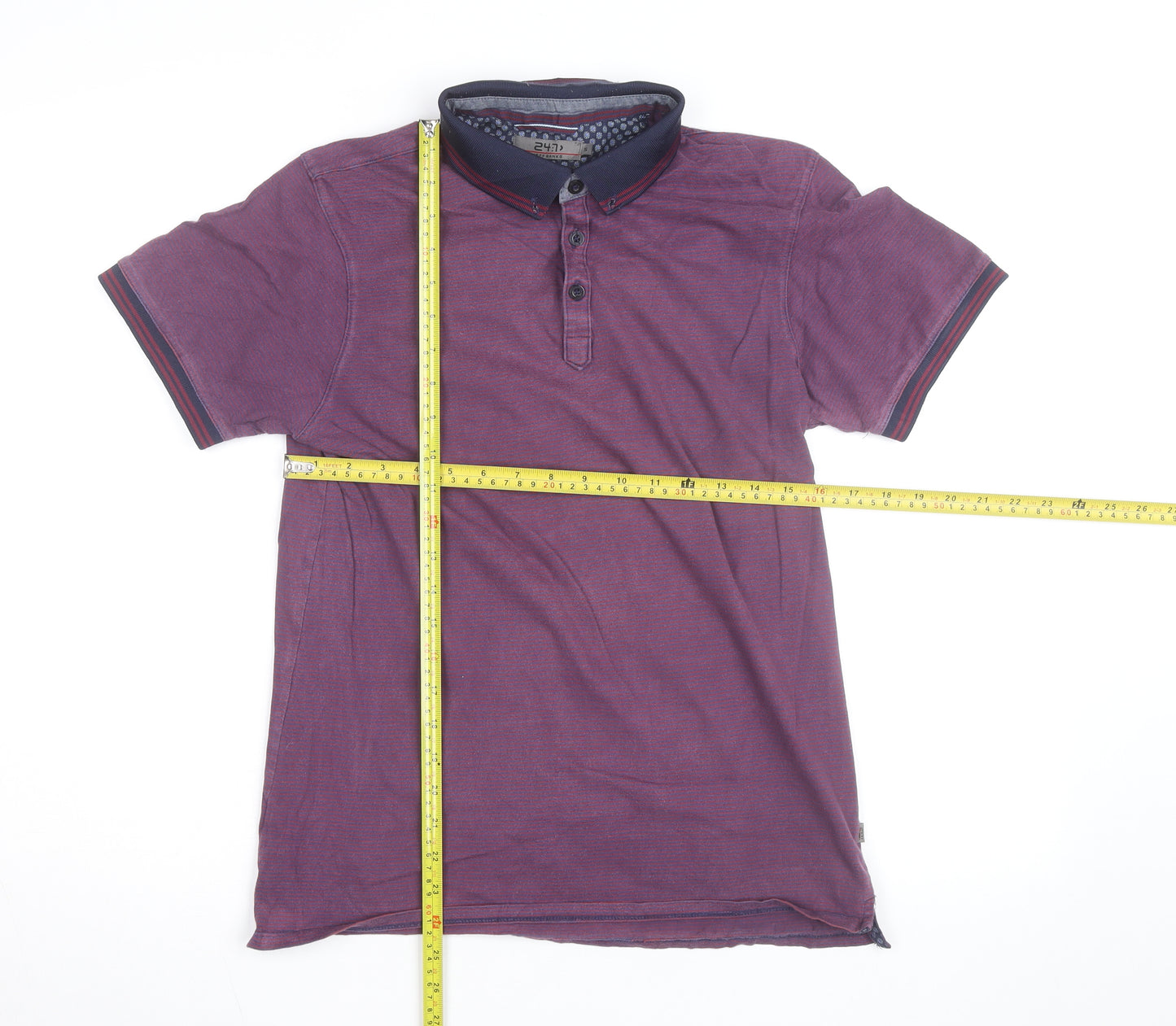 Jeff Banks Men's Purple Striped Cotton Polo Shirt Size S