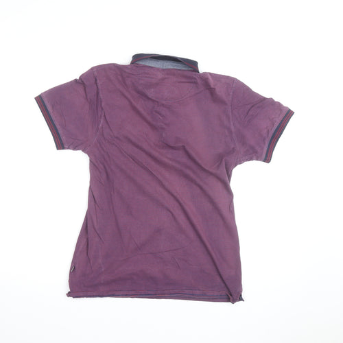 Jeff Banks Men's Purple Striped Cotton Polo Shirt Size S