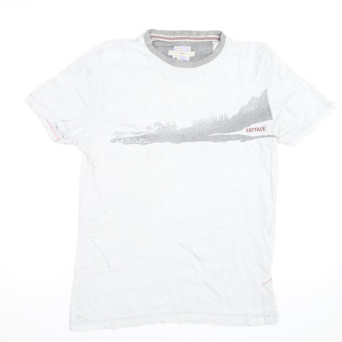 FatFace Men's White Graphic Print Cotton T-Shirt Size Small