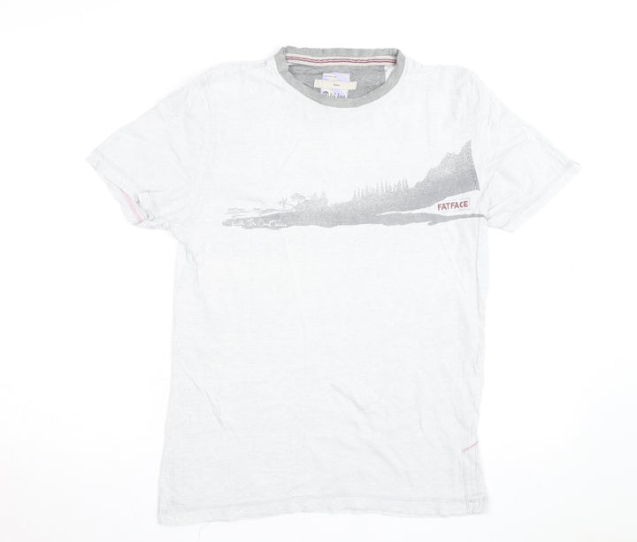 FatFace Men's White Graphic Print Cotton T-Shirt Size Small