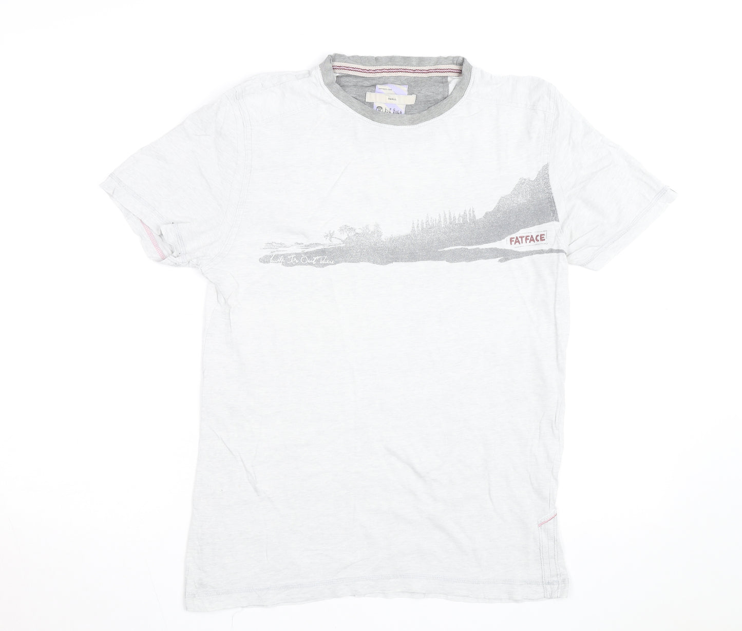 FatFace Men's White Graphic Print Cotton T-Shirt Size Small