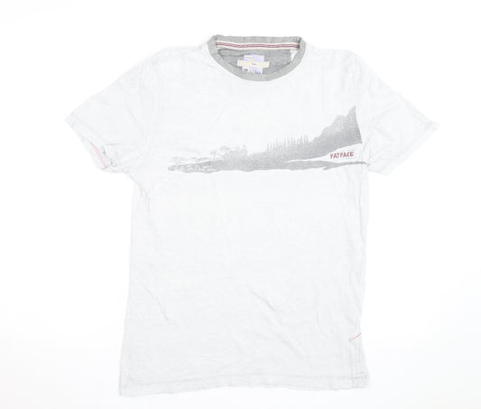 FatFace Men's White Graphic Print Cotton T-Shirt Size Small